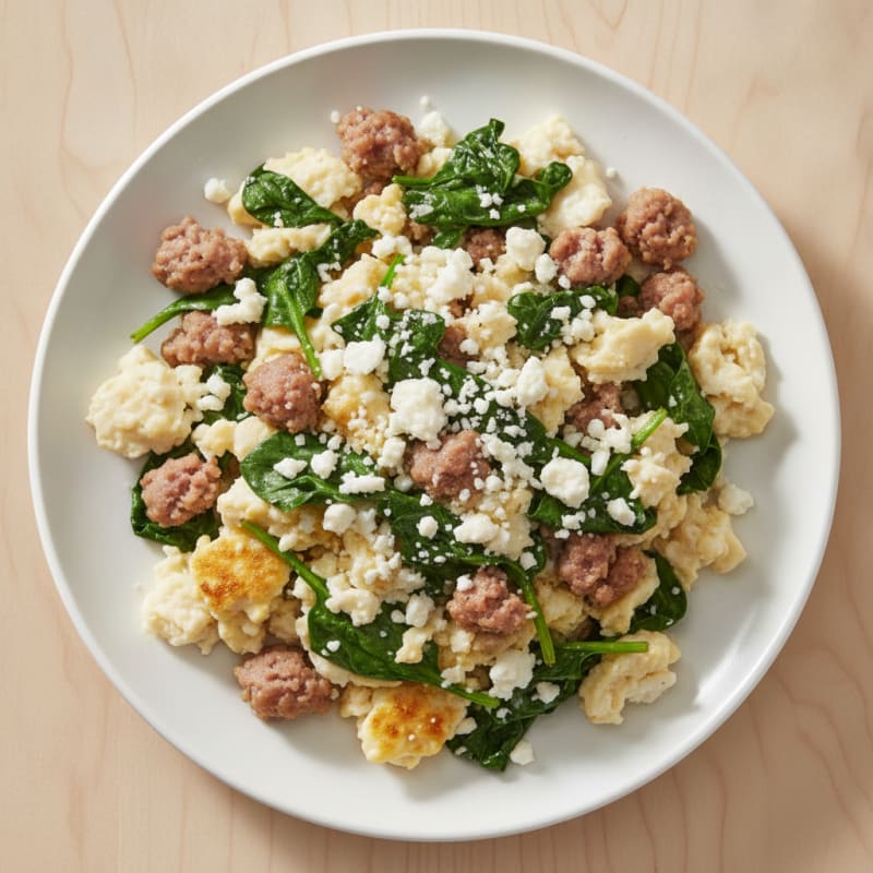 Egg White and Turkey Sausage Scramble with Spinach