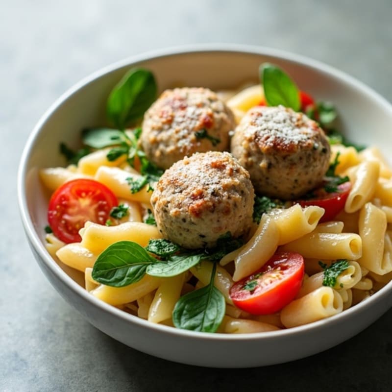 Creamy Spinach Meatball Pasta