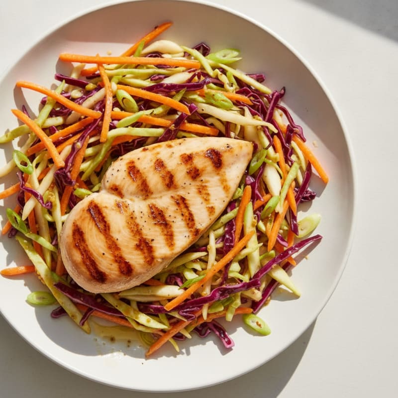 Grilled Chicken Breast with Crunchy Cabbage Slaw
