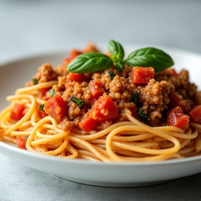 Whole Wheat Spaghetti with Lean Ground Turkey and Hearty Vegetable Sauce