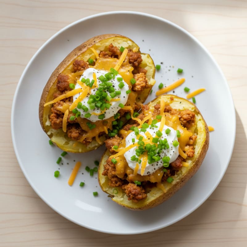 Loaded Protein-Packed Baked Potatoes with Chives