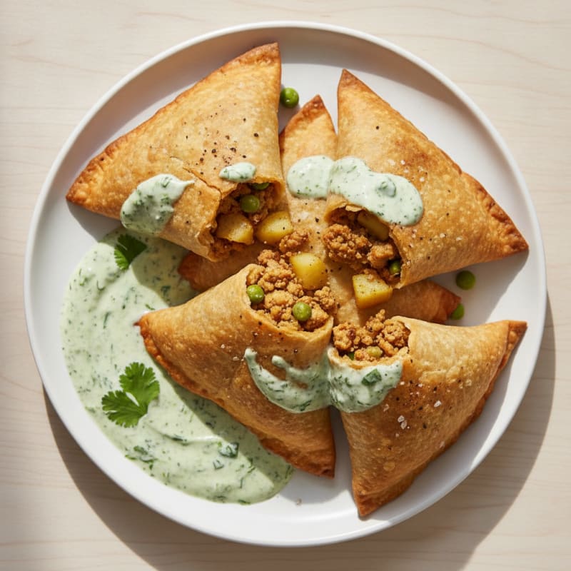 Curried Potato and Pea Samosas