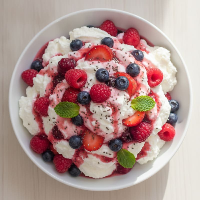 Greek Yogurt Protein Mousse with Mixed Berries