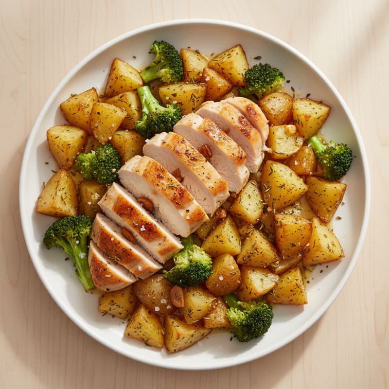 Garlic Herb Roasted Potatoes and Chicken