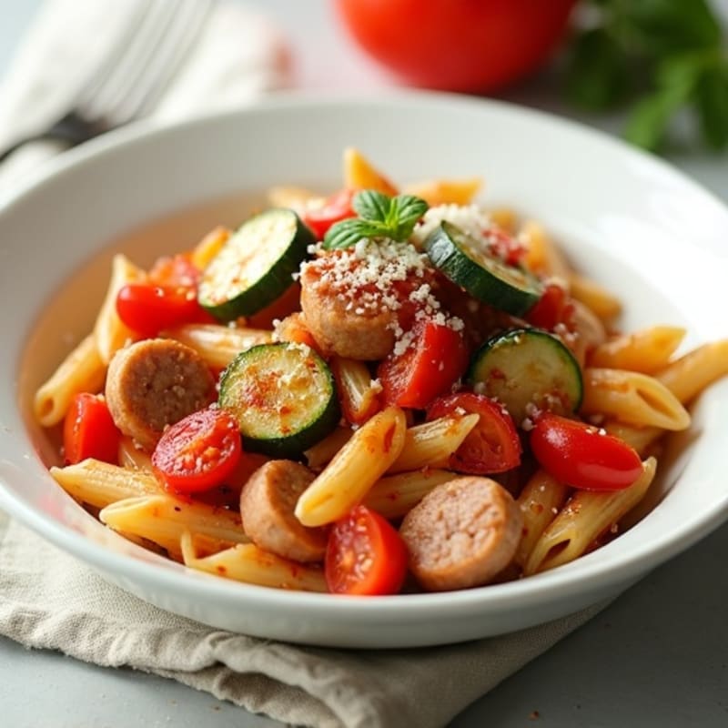 Hearty Lean Sausage and Vegetable Ragu with Whole Grain Pasta
