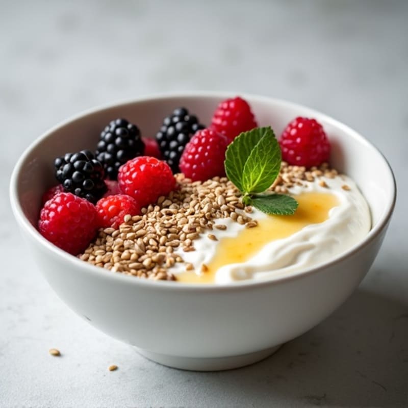 Silky Greek Yogurt Bowl with Hemp Seeds and Mixed Berries