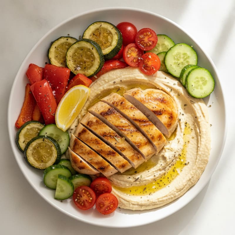 Mediterranean Hummus Platter with Roasted Vegetables
