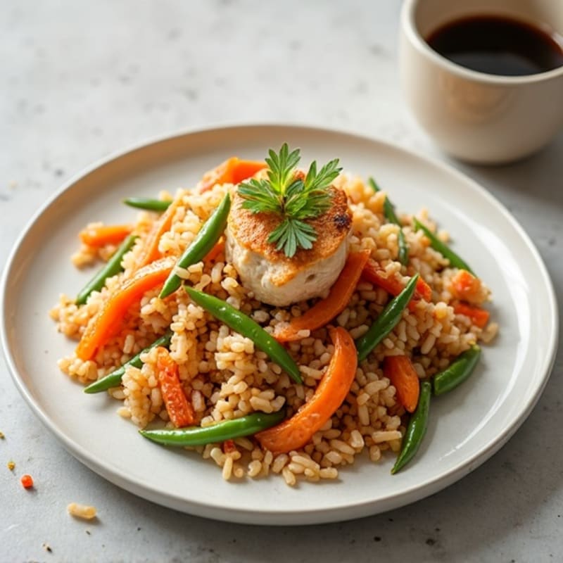 Healthy Chicken Fried Rice with Crispy Vegetables