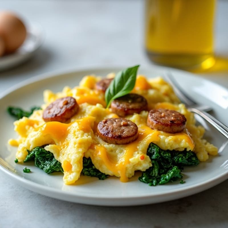 Egg White and Turkey Sausage Scramble with Spinach