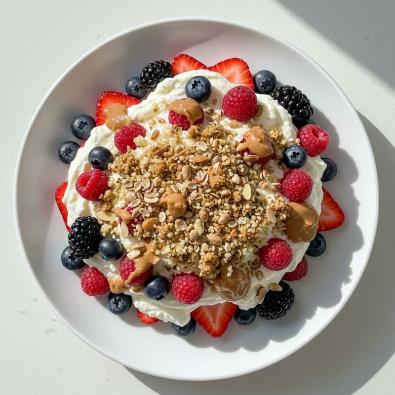 Silky Greek Yogurt Protein Mousse with Mixed Berries