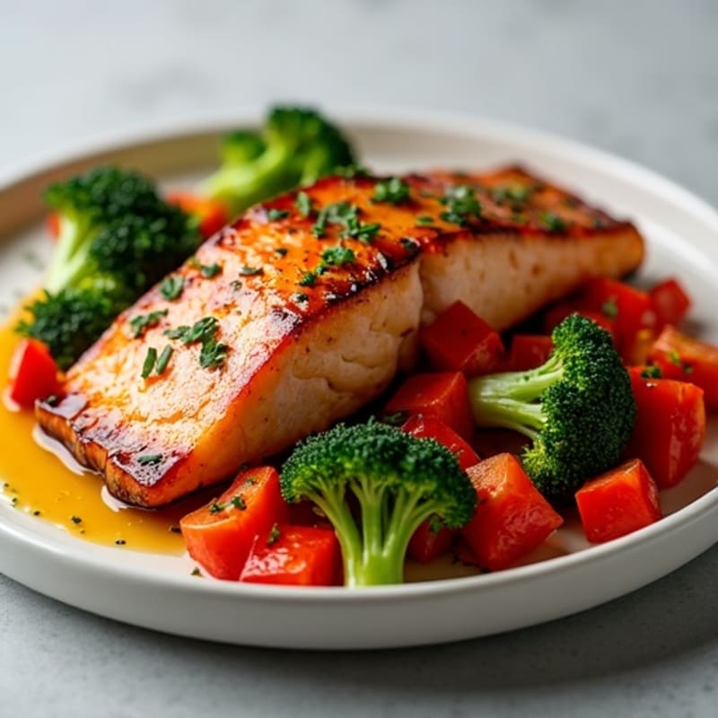 Teriyaki Glazed Salmon with Roasted Vegetables