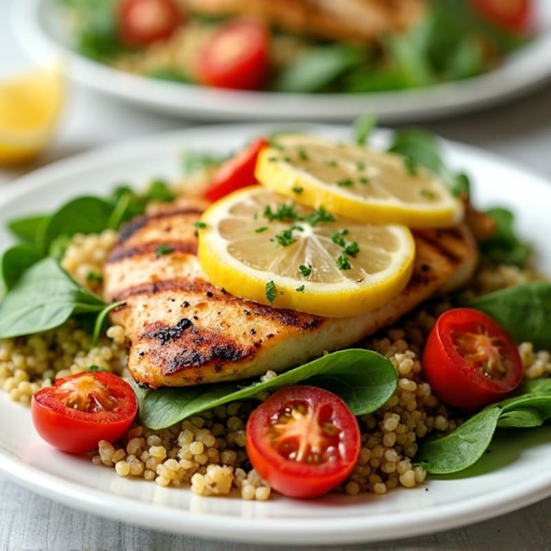 Grilled Lemon Garlic Chicken Breast with Quinoa Salad