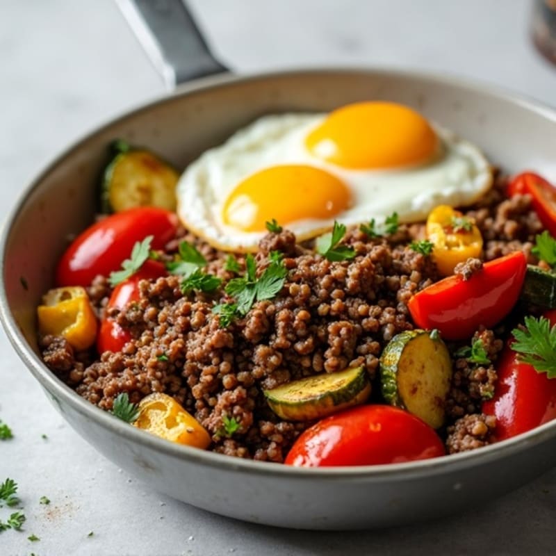 Herb-Seasoned Lean Ground Beef Skillet with Roasted Vegetables