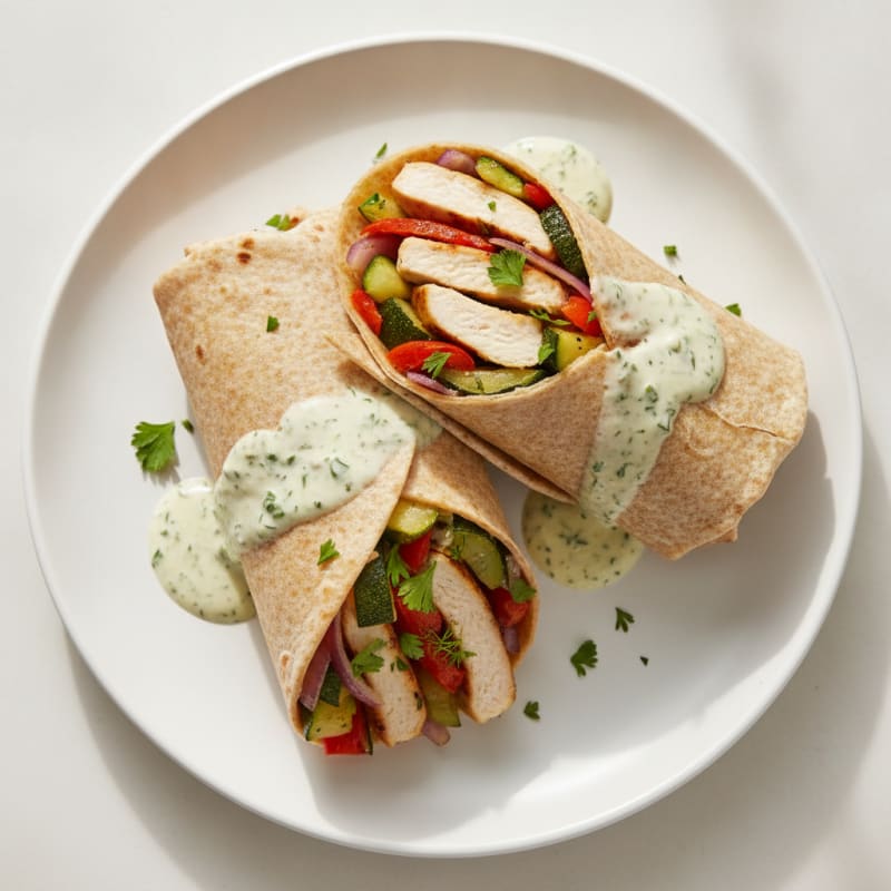 Chicken and Roasted Vegetable Wraps