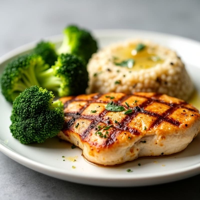 Grilled Chicken Breast with Quinoa and Steamed Broccoli
