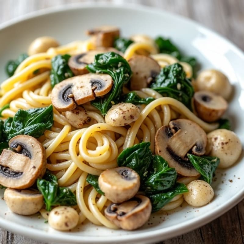 Creamy Truffle Mushroom Pasta with Wilted Greens