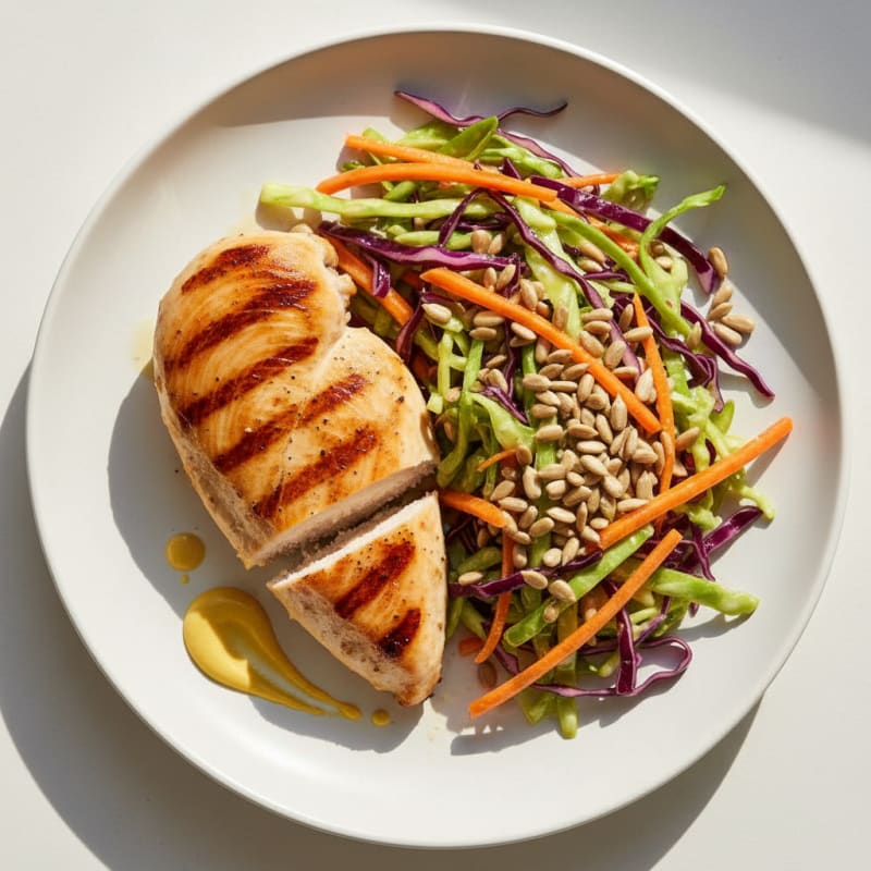 Grilled Chicken Breast with Crunchy Cabbage Slaw