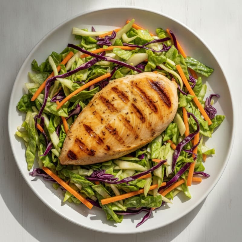 Grilled Chicken Breast with Crunchy Cabbage Slaw