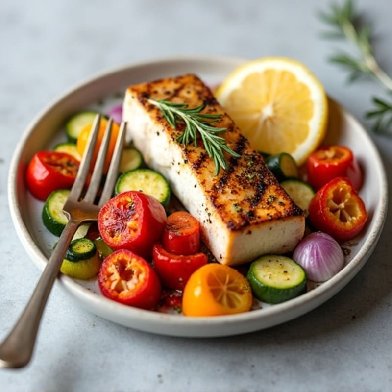 Lemon-Herb Seared Tuna with Roasted Veggies