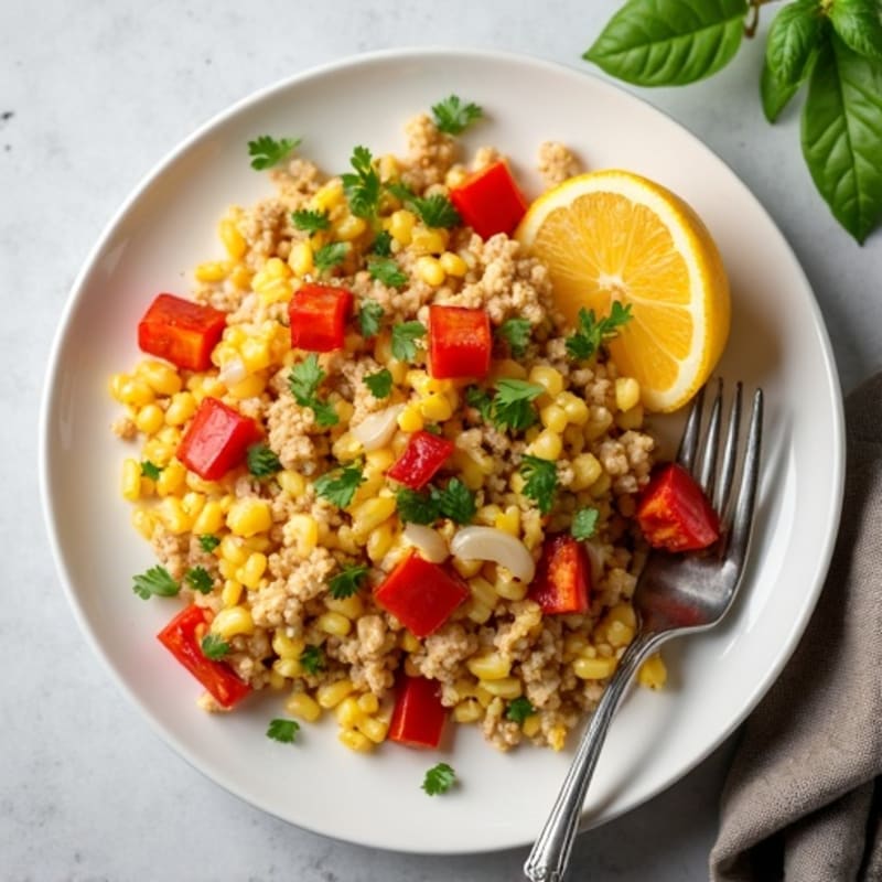 Egg White Scramble with Ground Turkey, Bell Peppers, and Onions