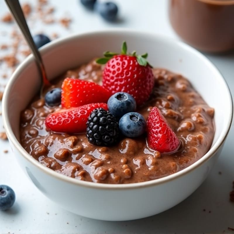 Creamy Chocolate Protein Oatmeal with Berries