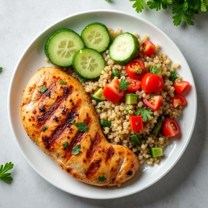 Grilled Chicken Breast with Crunchy Quinoa Salad