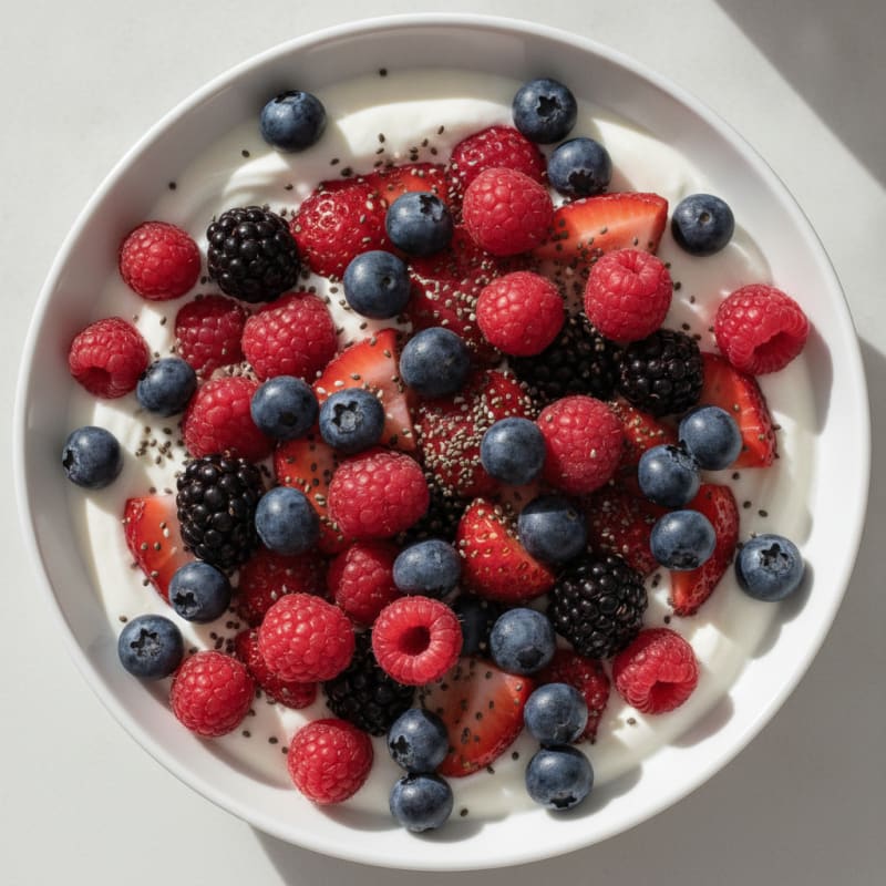 Creamy Greek Yogurt with Mixed Berries and Protein Powder
