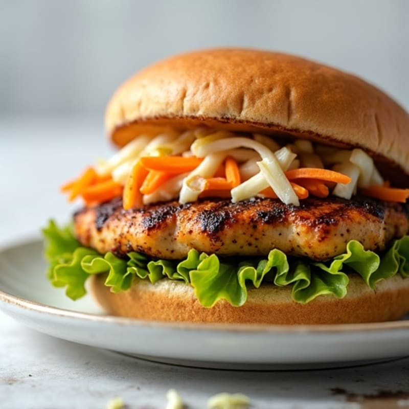 Grilled Chicken Burger with Crunchy Slaw