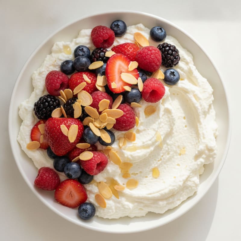 Greek Yogurt Protein Mousse with Mixed Berries