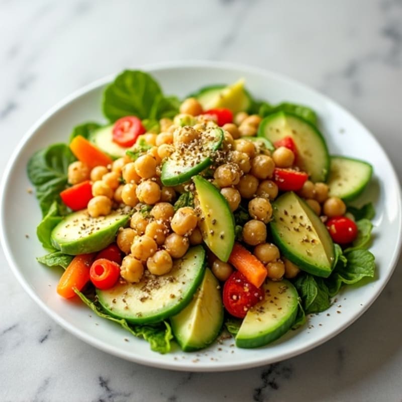 Chickpea and Avocado Salad with Crunchy Vegetables