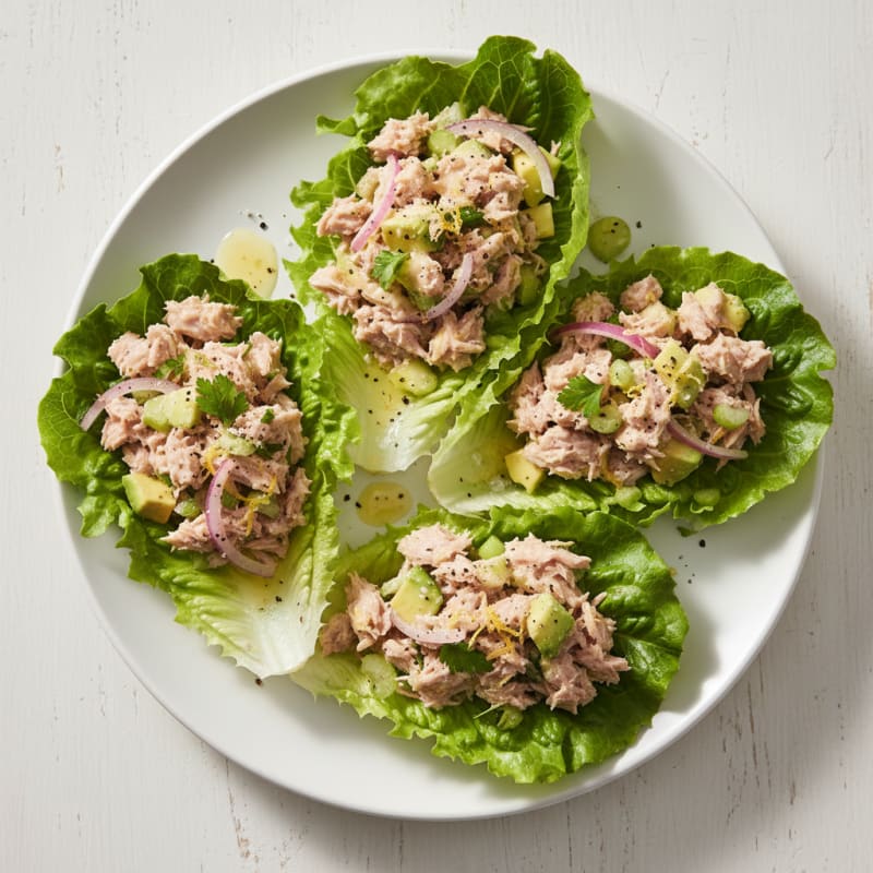 Flaky Lemon-Herb Tuna Salad Lettuce Wraps