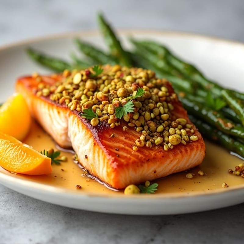 Crispy Pistachio-Crusted Salmon with Citrus-Ginger Glaze
