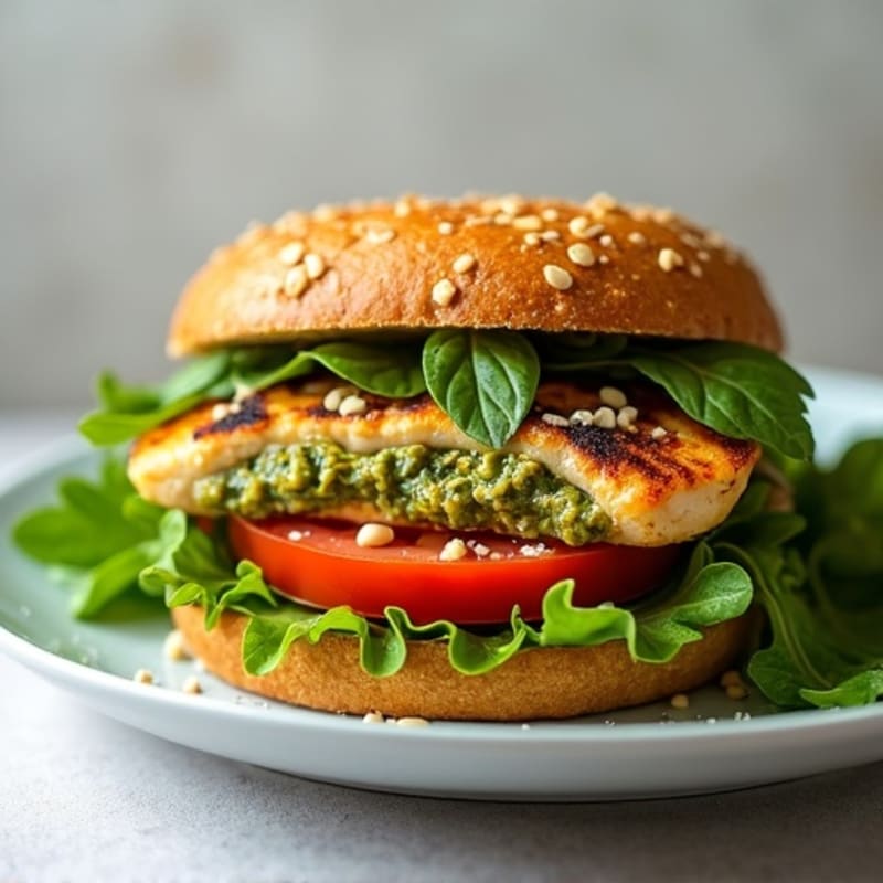 Herb-Pesto Grilled Chicken Sandwich with Fresh Greens