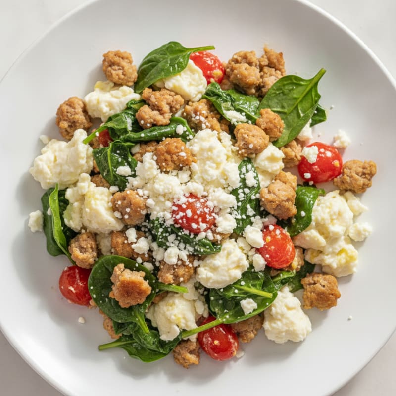 Egg White and Turkey Sausage Scramble with Spinach