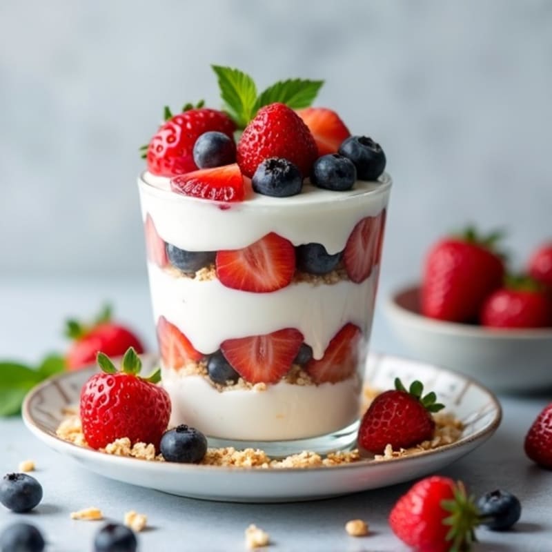 Greek Yogurt Parfait with Mixed Berries and Almond Butter