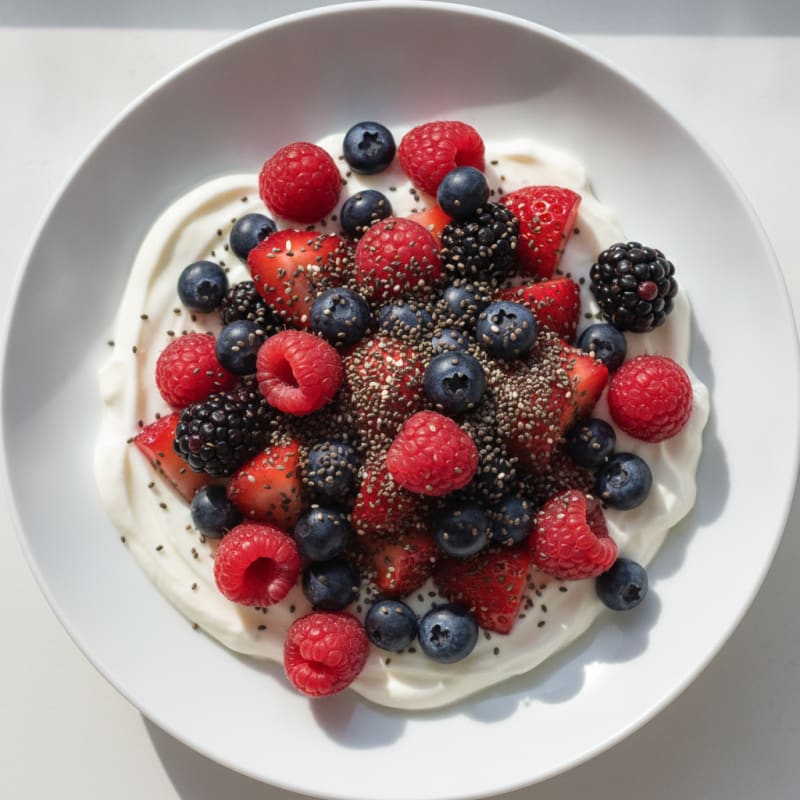 Greek Yogurt Protein Bowl with Mixed Berries and Chia Seeds