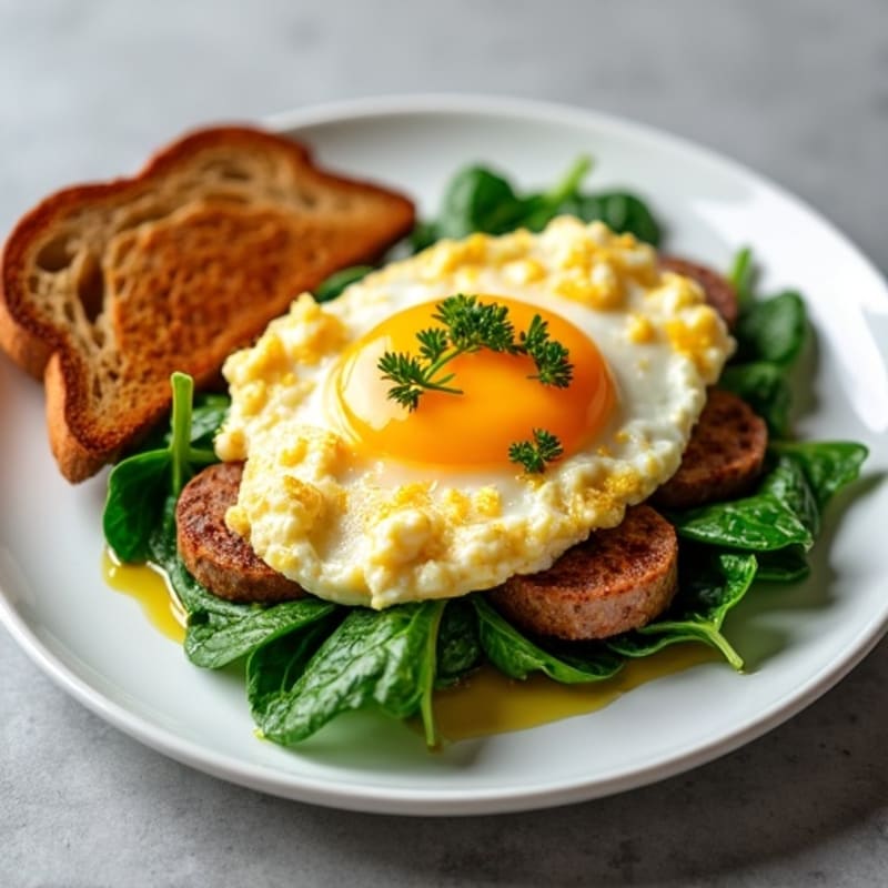 Egg White Scramble with Spinach and Turkey Sausage