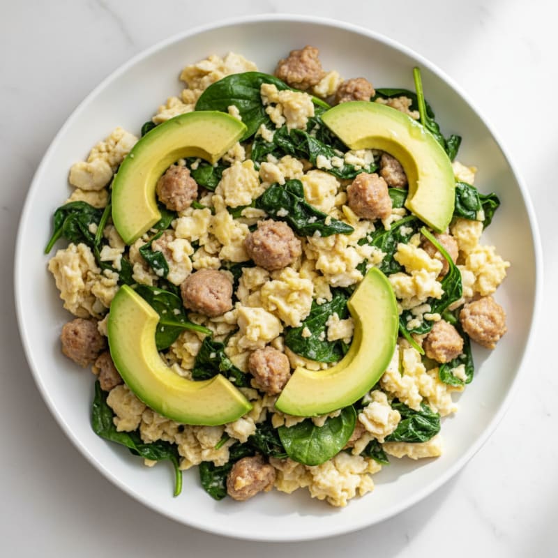 Egg White and Turkey Sausage Scramble with Spinach