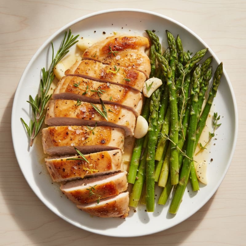 Lemon-Herb Roasted Chicken with Asparagus
