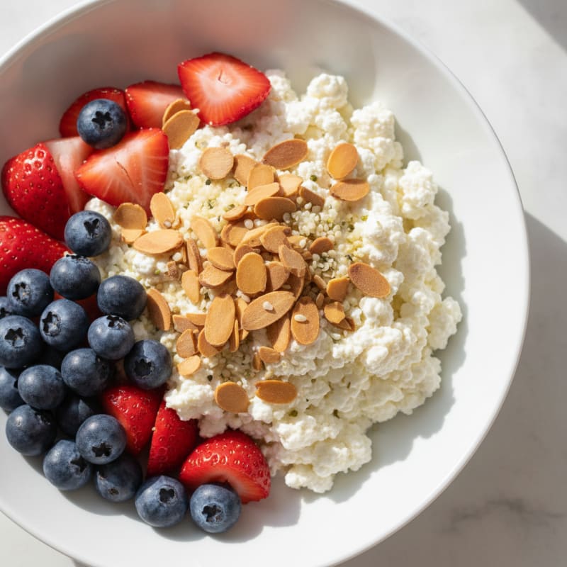 Cottage Cheese and Berry Protein Bowl with Almonds