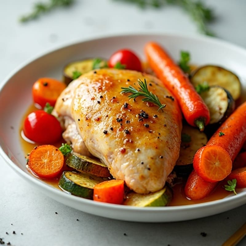 Lemon-Garlic Spiced Roasted Chicken with Crisp Roasted Vegetables
