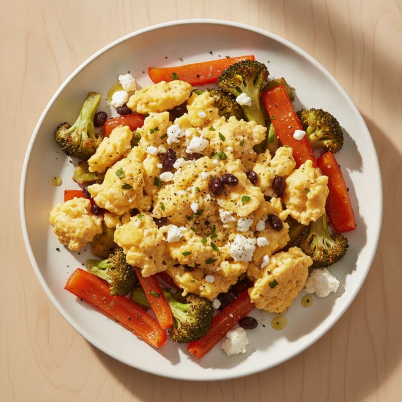 Hearty Scrambled Eggs with Roasted Vegetables