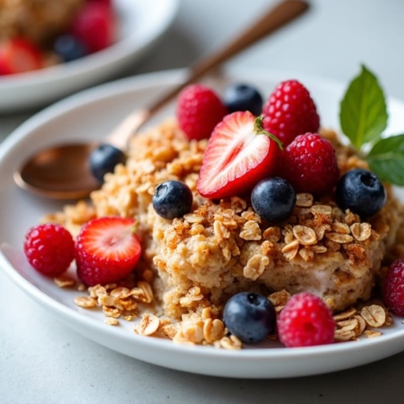 Cinnamon-Vanilla Berry Baked Oats with Almond Crumble