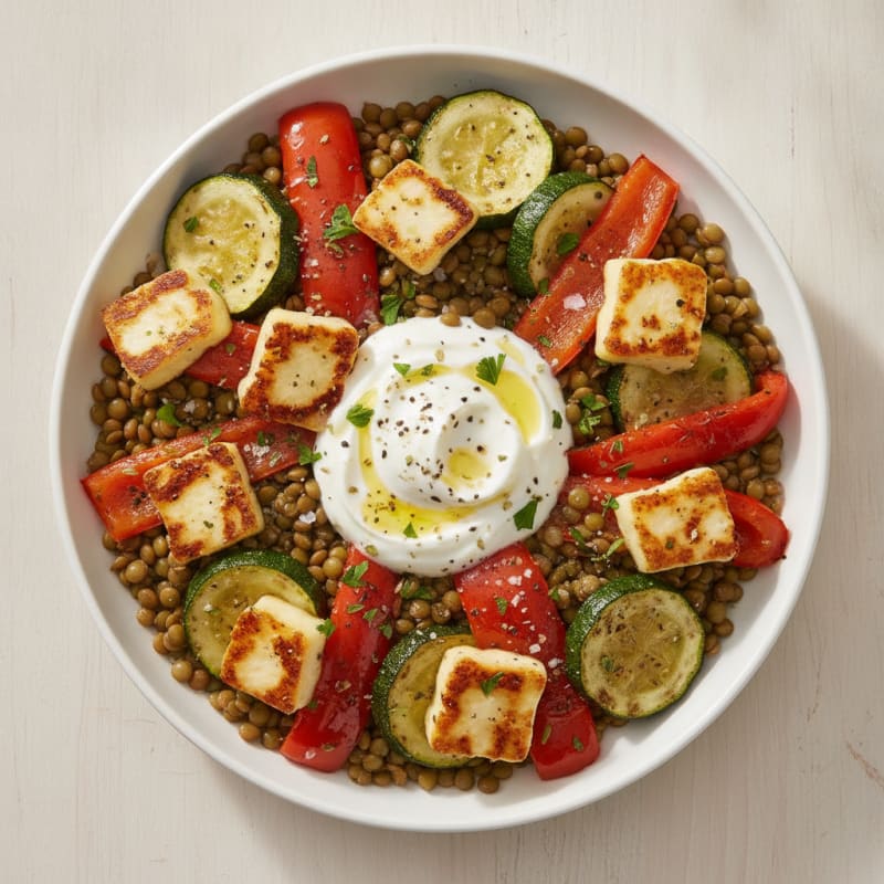 Roasted Vegetable and Halloumi Bowl
