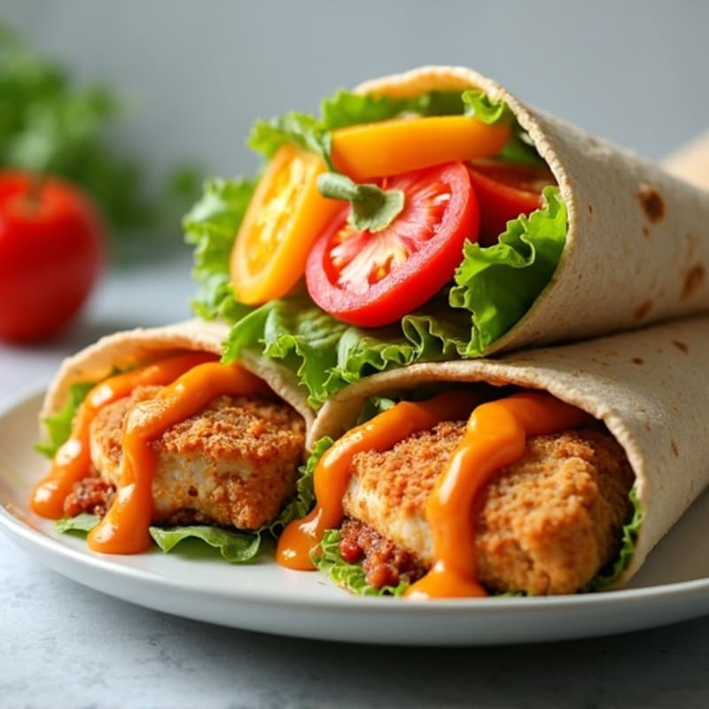 Crispy Buffalo Chicken Wraps with Fresh Veggies