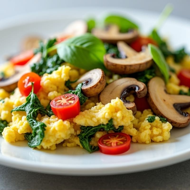 Egg White Veggie Scramble with Fresh Spinach