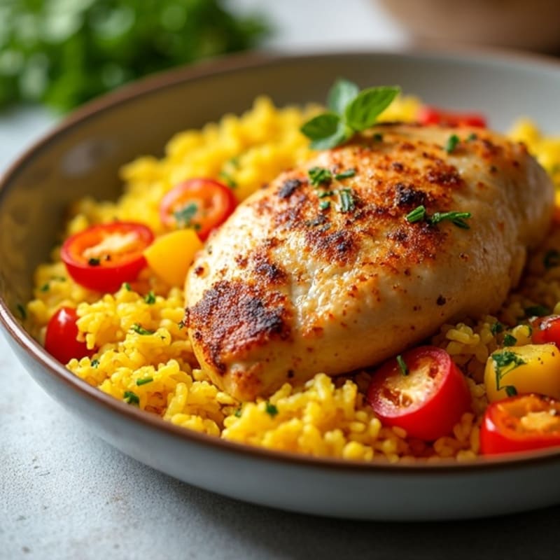 Saffron-Spiced Chicken and Yellow Rice Skillet