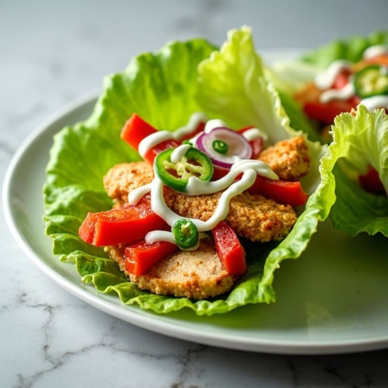 Spicy Chicken Lettuce Wraps with Creamy Avocado Dressing