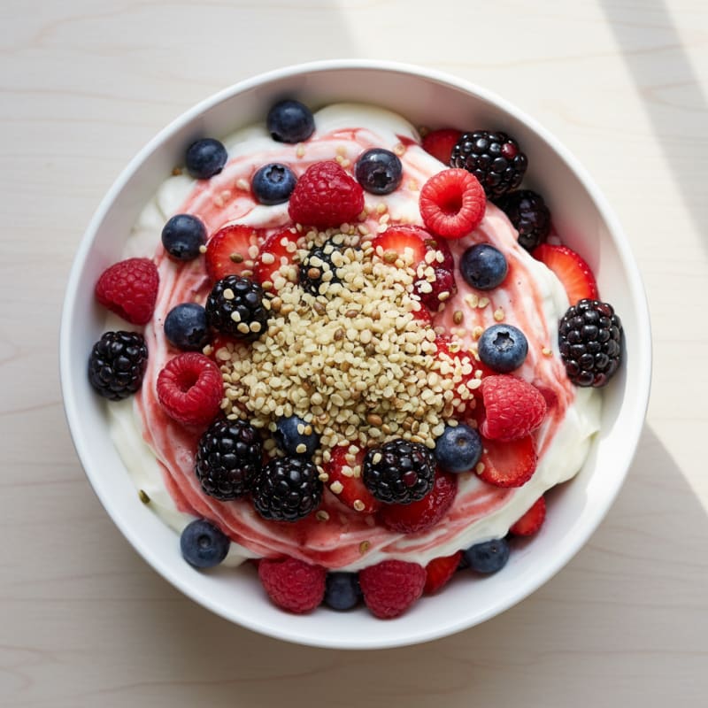 Silky Greek Yogurt Protein Parfait with Mixed Berries