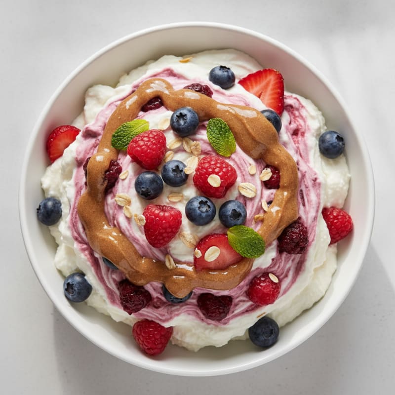 Greek Yogurt Protein Mousse with Mixed Berries